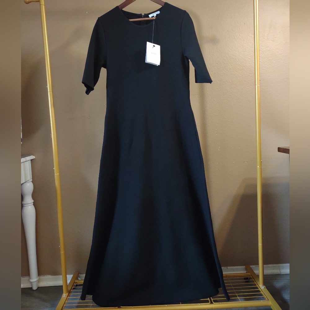 Casasola Classic Black A-Line Knit Dress NWT